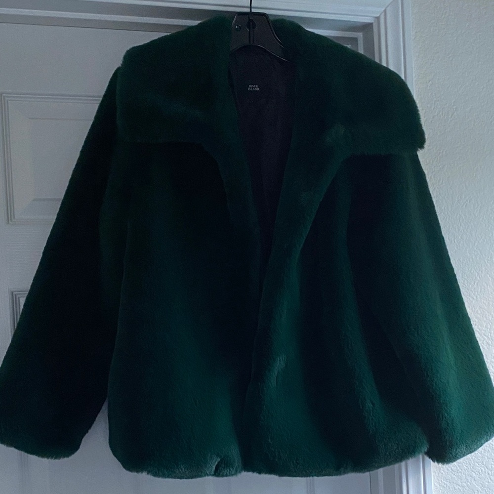 River Island Dark Green Teddy Jacket